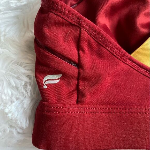 Fabletics Belle High Impact Sports Bra Strappy Back Red Yellow Women’s Medium - Picture 6 of 7